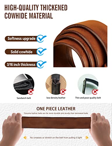 Wolksprong Thicken Full Grain Leather Mens Belt Heavy Duty Mens Work Belt Mens Belt High Hardness Buckle Packed In Gift Box #TOP2