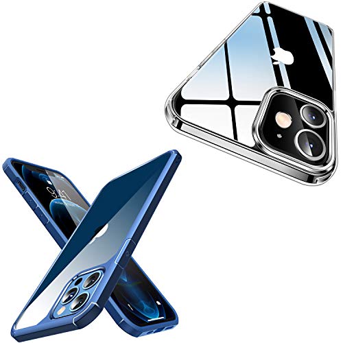 CASEKOO Defender Designed for iPhone 12 Case, Designed for iPhone 12 Pro Case- Pacific Blue & Crystal Clear Case