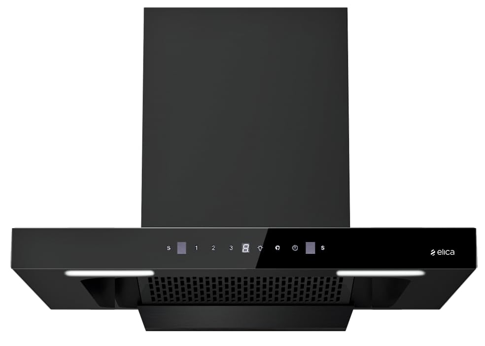 Elica 90cm 1600 m3/hr Filterless Autoclean Kitchen Chimney with 15 Years Motor & 5 Years Comprehensive Warranty | FL PLUS 900 SPT HAC LTW MS NERO | Black | Touch + Motion Sensor Control