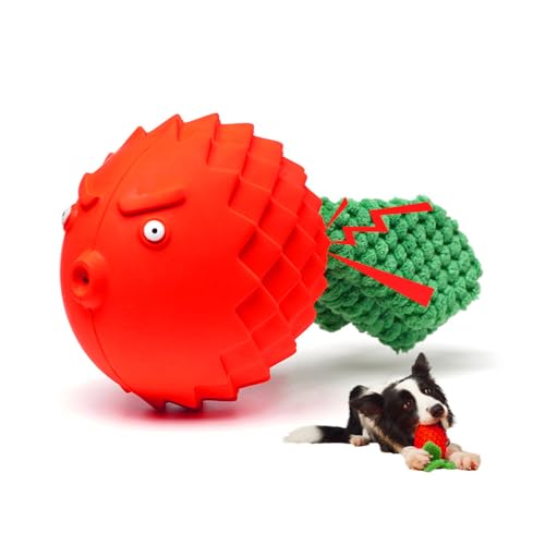 FOR-HI Interactive Dog Toys. Indestructible Dog Toys for Aggressive Chewers. Squeaky Dog Balls for Medium and Large Dogs. Outdoor Waterproof Dog Balls,Cleans Teeth,Relieves Anxiety(Red)