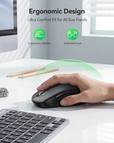 TECKNET Rechargeable Wireless Bluetooth Mouse with 4-Way Wheel, 3-Device - image 7