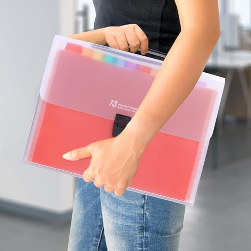 Image of Shuttle Art Expanding Files Folder, 13 Pockets A4 Letter Size Document Organizer, School Supplies Stationery Storage Bag, Multi Layer Accordion, Documents Paper Holder for Office,School,Home(Rainbow)
