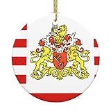 WHJSHOP Bandiera del Senato di Brema immagine albero di Natale in ceramica rotonda da appendere -7,4 cm aggiunge atmosfera alla festa di Natale