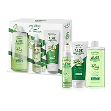equilibra Corpo, Kit Corpo Aloe, Aloe Dermo-Bagno Idratante e Delicato, Aloe Acqua Corpo Profumata Con Aloe Vera, Aloe Crema Corpo Fluida Lenitiva, Confezione regalo