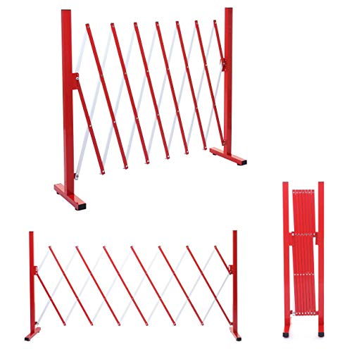 Absperrgitter HWC-B34, Scherengitter Zaun Schutzgitter ausziehbar, Alu rot-weiß - Höhe 103cm, Breite 28-200cm