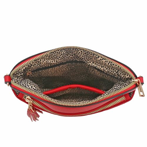 Image of FashionPuzzle Chevron Quilted Medium Crossbody Bag with Tassel Accent
