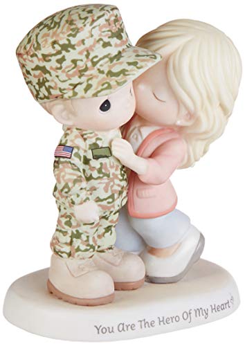 Precious Moments 193010 You are The Hero of My Heart Service Couple Bisque Porcelain FIGURINE, One Size, Multicolor