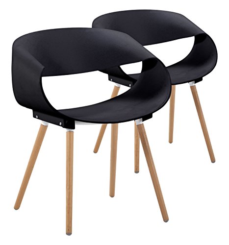 Menzzo Scandinaves – Juego de 2 sillas diseño Zenata Polipropileno Negro 64 x 75,5 x 49 cm