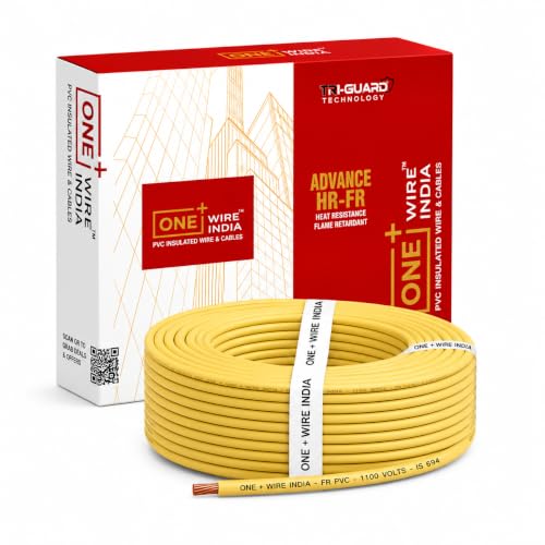 Image of 1.5 SQMM | Yellow | 90 meter | PVC Insulated Industrial Multistrand CCA Copper Wire | High Purity Copper | Triple Layer Protection | FR Rated | Heavy Duty Electrical Cable | 10 Guage