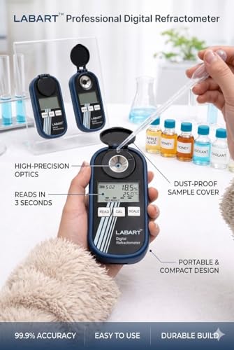 Image of LABART Digital Refractometer for Sugar, Honey and High Brix value Content Brix 0~90% /R.I. /Temp with Certificate