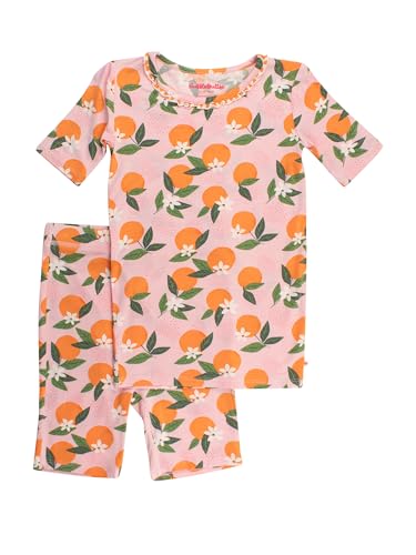 RuffleButts SoftSnooze™ Viscose from Bamboo Girls Ruffle Short Sleeve Pajama Set