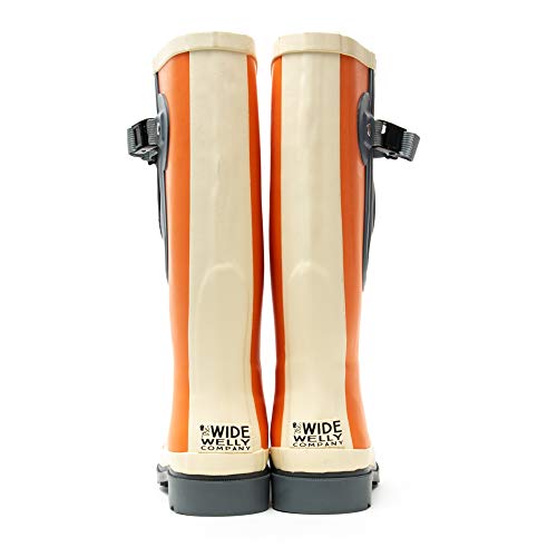 Ladies Wide Leg Wellies - Wellington Boots Ladies For Wearing With Jeans Or For Wide Calf Women - Waterproof Wellies - Tango Orange - Uk Wellies Size 7 - 3