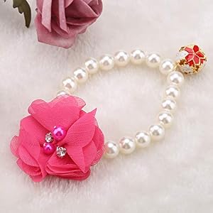 AYNEFY Pet Necklace, Adjustable Pet Pearl Necklace Flower Pets Dog Collar with Bell High Elastic Dog Clothing Accessories Plastic Collar Easy to Wear for Pet Party Decoration (Rose Red) AYNEFY Pet Necklace, Adjustable Pet Pearl Necklace Flower Pets Dog Collar with Bell High Elastic Dog Clothing Accessories Plastic Collar Easy to Wear for Pet Party Decoration (Rose Red)