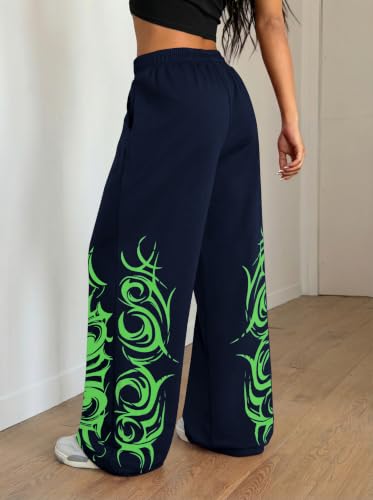 ZAFUL Womens Wide Leg Sweatpants Y2K Gothic Graffiti Sweat Pants - image 2