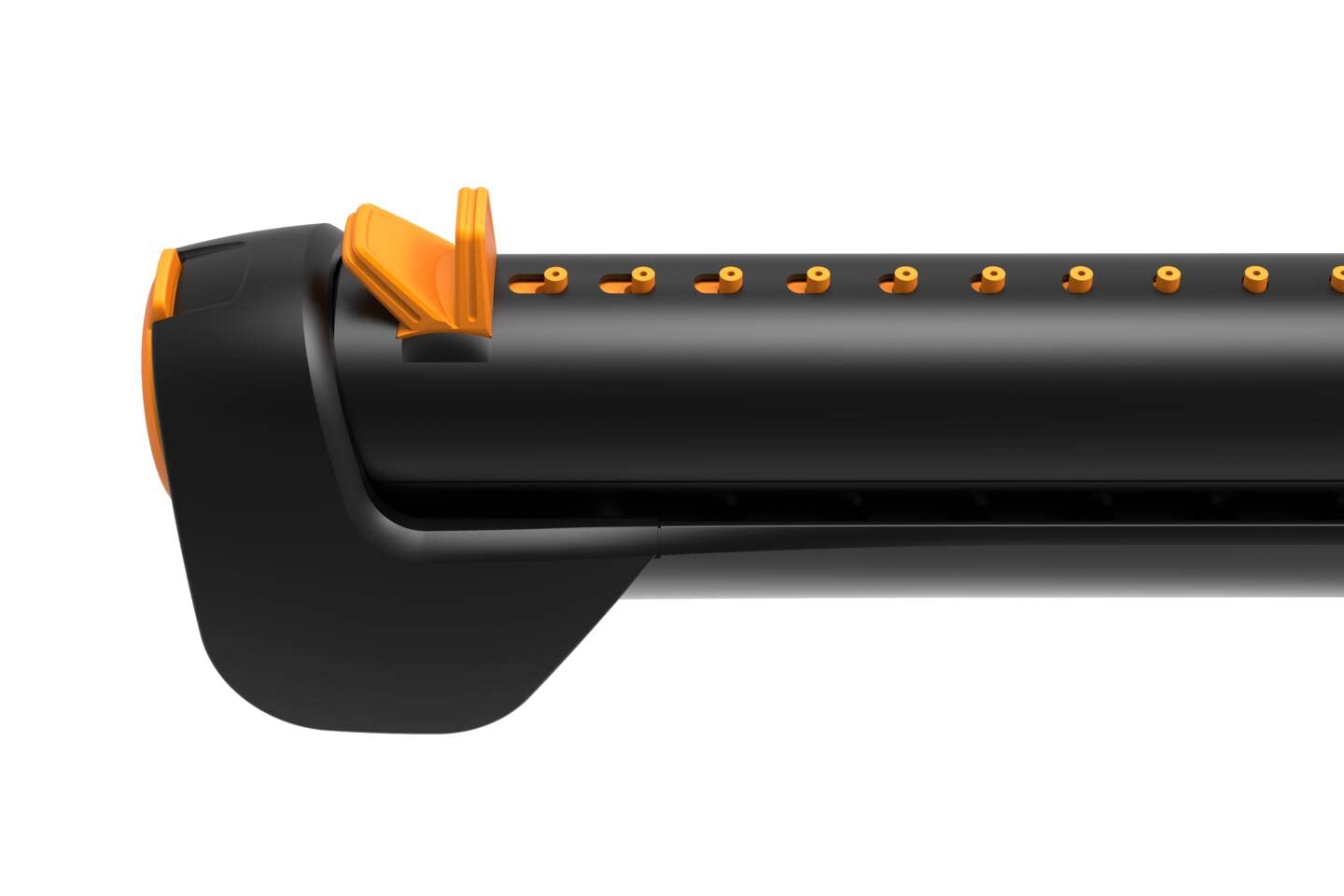 Fiskars Irrigatore Oscillante, con Valvola On/off, Misura Universale | Portata Fino a 17 x 21 m, Nero/Arancione, On/off, 1027028