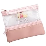 Winnie-Bear-Pooh Double Zipper Pouch - Versatile Zipper Bag Organizer for Stationery, Cosmetics & More, Transparent Compartment for Easy View, Compact & Cute Design, Ideal for Bags, 4.72 x 3.93 inch,