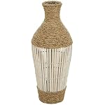 Deco 79 Seagrass Handmade Decorative Vase Wrapped Tall Floor Centerpiece Vase with Open Framed Cream Bamboo Center, Vase for Home Decoration 10" x 10" x 25", Brown