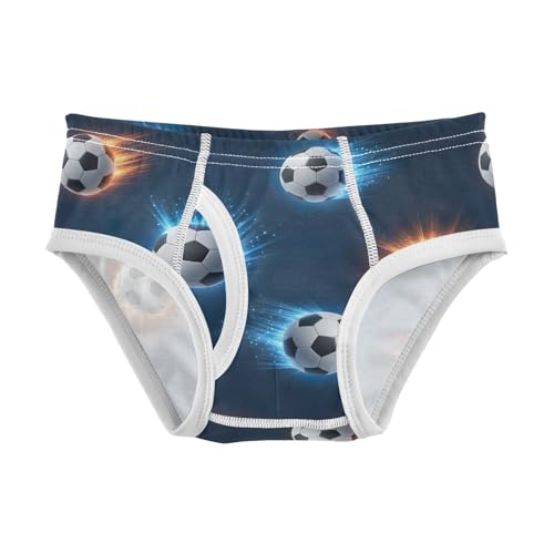 CHIFIGNO Cool Soccer Ball Blue Boys Underwear Cotton Boy Briefs Printed Breathable Briefs Underwear