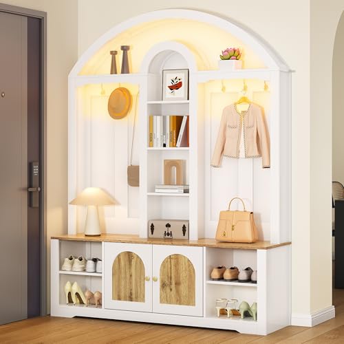 Gxffipw Garderobe Set Garderobenset Hoch 195 cm mit LED Licht und...