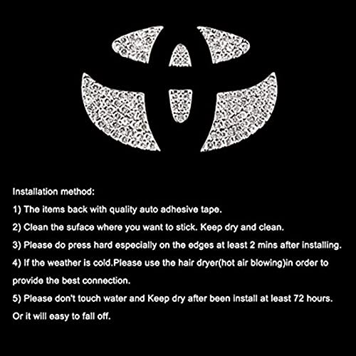 DELFINO Bling Steering Wheel Logo Caps for Toyota, DIY Diamond Crystal Sparkly Steering Wheel Emblem Accessories Badge Interior Decorations Compatible for Women for All Toyota