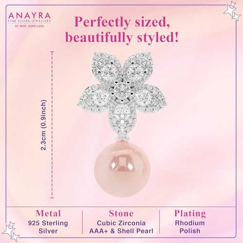 Image of 925 Sterling Silver Pearl Earrings for Women | Sterling Silver Pearl Stud Earrings | Hypoallergenic Rhodium Plated Anti-Tarnish Lightweight Daily Wear Jewellery | Office Wear | Gift for Wife, Girlfriend, Mother, Sister | Birthday, Anniversary, Rakhi