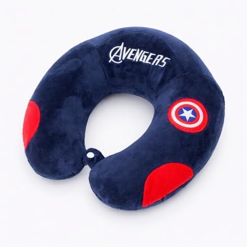 Image of Soft and Comfortable Cartoon Designed U-Shaped Kids Travel Neck Pillow for Airplane Car Flight Head Neck Support for Boys and Girls (Pack of 1, Navy Blue)
