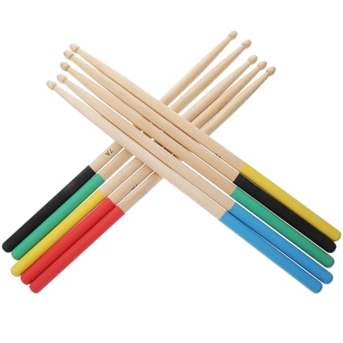 ROSENICE 7A Maple Drum Sticks Drum Accessories Multi Color for Kids Children 5 Pairs