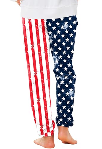 Image of Deerose 4th of July Pants American Flag Drawstring Sweatpants with Pockets 5-14 Years
