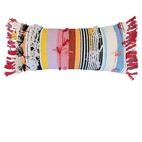 CASA BOHO Lumbar Pillow Cover Colorful Decor Pillow Rainbow Pillow Bright Bedroom Decor Long Decorative Pillow Bright Colors 14x32 Cover