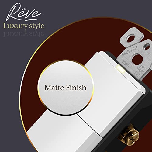 Enerlites Rêve Collection Lighted Double Switch, Combination Decorator Switch With Locator Light, Matte Finish, Ground Terminal, Single Pole, Residential Grade, 15A 120V, Ul Listed, Rl62834-W, White #TOP1