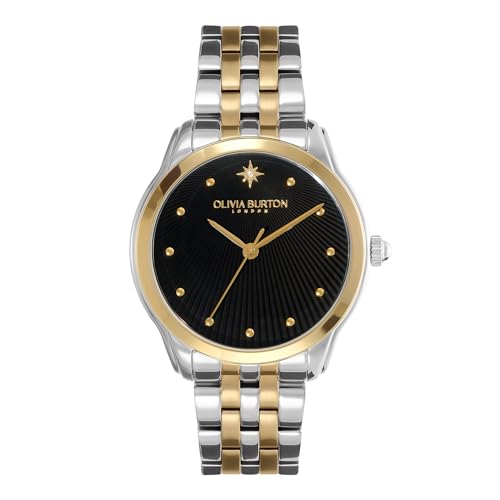 Olivia burton Starlight Qtz Basic Black & Stone Round Dial Womens Watch|Two Tone Stainless Steel Material|Silver Color Band - 24000049 (B0BZYTVLMG) Amazon Price History, Amazon Price Tracker