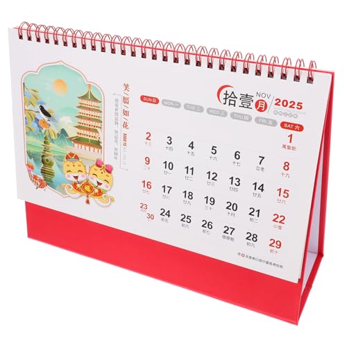 DIKACA 蛇年卓上カレンダー 年版 スタンド式小型月間スケジュールカレンダー 伝統デザイン 掛け置き兼用 毎日の予定管理に 風水文化理解オ