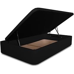 Canapé Polipiel Blanco 135X190 Ventadecolchones - Canapé Abatible Apertura Lateral Serena Gran Capacidad Tapizado en Polipiel Negro Medidas 135 x 190 cm con Tapa con Borde en Polipiel + Tejido 3D