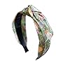 Women’s Fashion Headbands – Vintage Ethnic Style Wide Knot Hair Accessories, Floral Fabric Headbands for Women (23-Grass Gree, One Size)