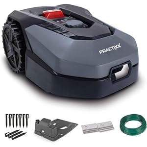 Practixx Mähroboter bis zu 600 qm² | 18cm Schnittbreite | 20-60 mm Schnitthöhe | Regensensor | Kantenmähen | Wireless | App-gesteuert | Digitale Anzeige | 35% Steigung | PX-RRM-600Wi Akku Rasenmäher