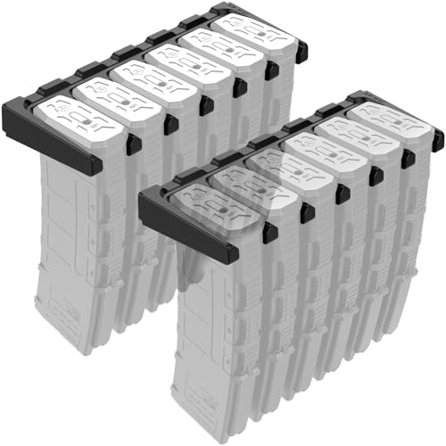 Aoanoko AR10 Wall Mount Mag Holder, AR-10 Magazine Rack, Holds 6 Magazines, Black Plastic, For AR 308 Rifle, Gun Safe, Wall, Cabinet