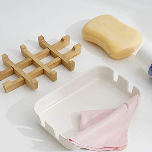 Yardwe 2 Unidades de Saboneteira de Dreno de Bambu Saboneteira de Bancada Destacável Bandeja Porta-