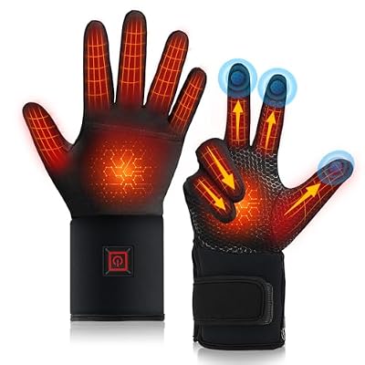 Heated Gloves for Men Women Rechargeable, Electric Heated Warm Winter Gloves for Motorcycle Skiing Bike Hunting Camping - Gloves for Cold Weather, Large