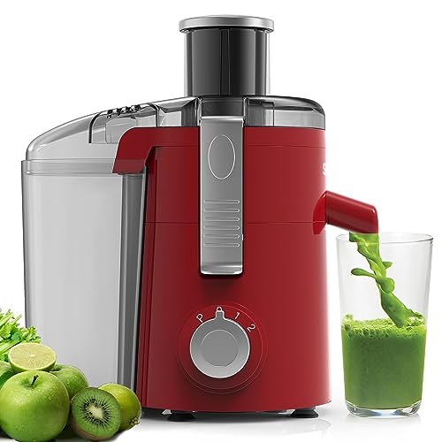Image of Centrifugal Juicer Machine - 3-Speed Juice Extractor Maker, Compact, Easy to Clean, Red