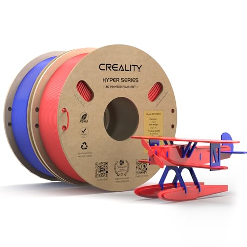 Image of CREALITY Hyper PETG 1.75mm 3D Printer Filament, Up to 600mm /s High Speed Rapid PETG,2kg (4.4lb) Neatly Wound Cardboard Spool, Dimensional Accuracy ±0.03mm, Fit for Most 3D Printers, Red+Blue