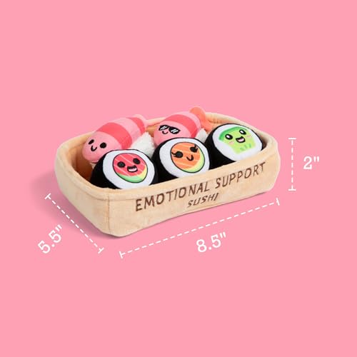 Image of Emotional Support Sushi by Relatable - Cuddly Stuffed Animals and Toys, Squishy Toys and Plushies, Great Gift Ideas for Loved Ones of All Ages - Includes 5 Plushies with Carrying Basket