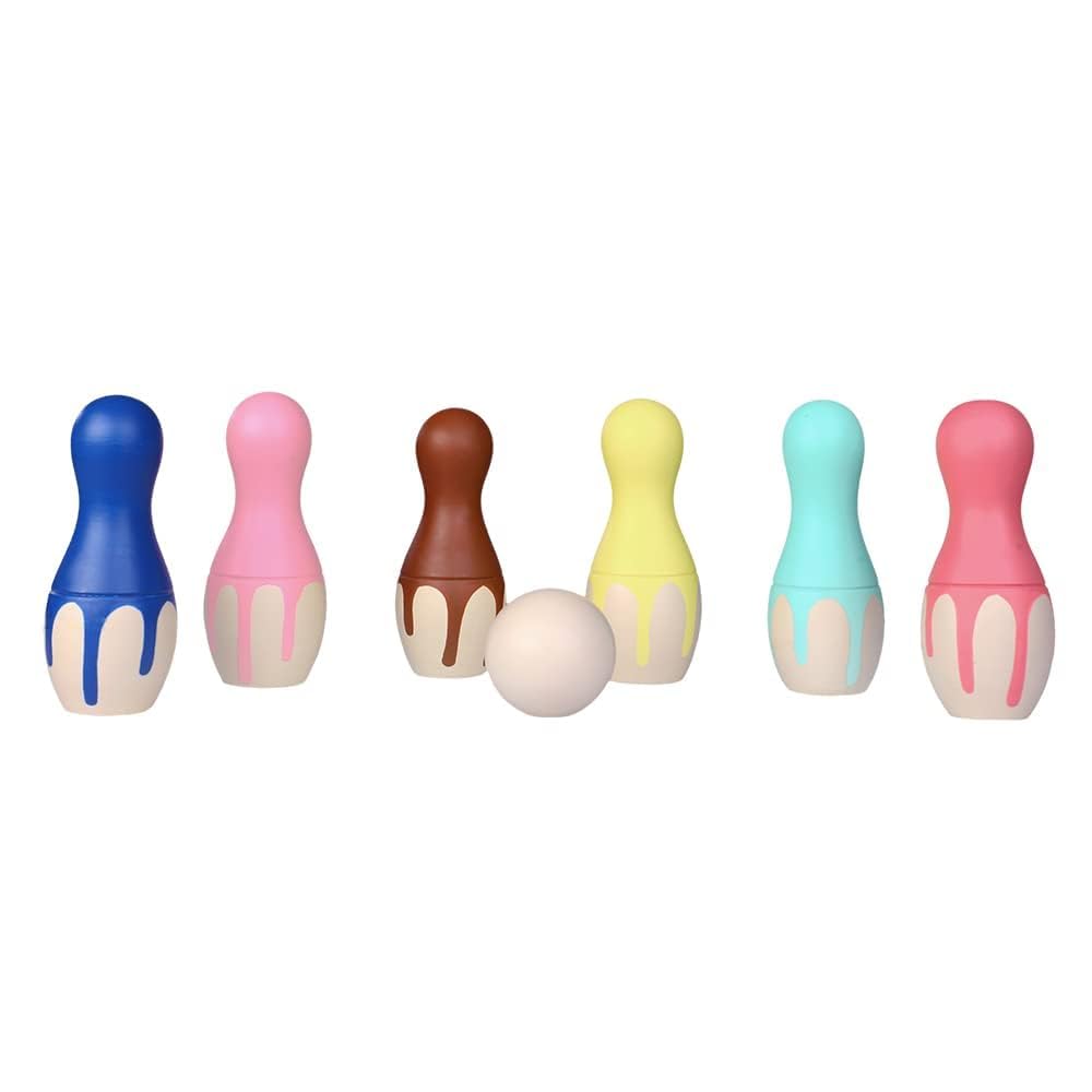 Channapatna Toys Wooden Bowling Pins Toy Colorful Set for Kids (2 Years+) - Non Toxic Colors, Indoor & Outdoor Game, Fun Learning Toy for Kids (Pack of 2)