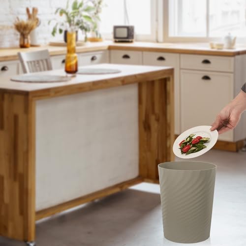 Image of UUJOLY Plastic Small Bathroom Trash Can Wastebasket Garbage Can, Khaki
