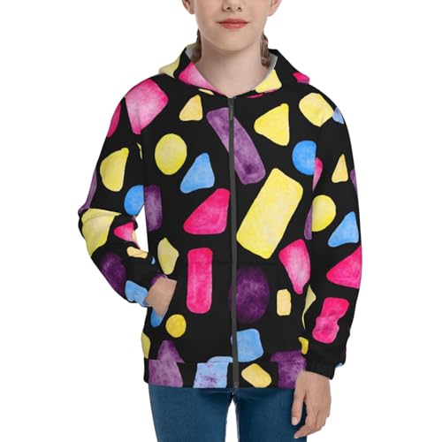 Watercolor Kid Hoodies Boys Zip Up Sweatshirts Girls Pullover with Pocket3