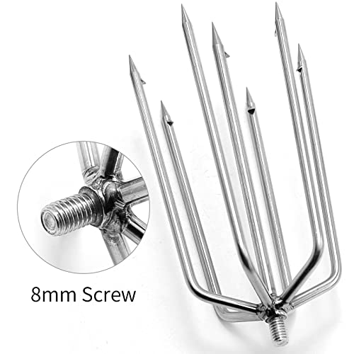 7-Prong Fishing Harpoon, Stainless Steel Fishing Spear Gig Gaff Fork Hook with 8mm Screw, for Catching Fishes Frogs in Pond River Lake etc. Capable for Fishing Pole (7-Prong Fishing Harpoon) - Thumbnail 5