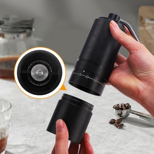 Manual Coffee Grinder with Precision Ceramic Burr, 60 Grades Adjustable, Aluminum Spice Grinding Manual Use, Small Coffee Bean Mill, Ideal for Drip, Travel-Friendly (Black,Aluminium) - Image 3