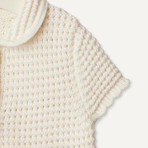 Image of Amazon Essentials x Sofia Grainge Toddlers and Baby Girls' Cotton Short Sleeve Button Front Sweater with Peter Pan Collar
