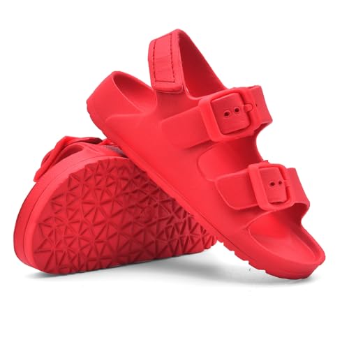 Image of Toddler Sandals Dual-sized Adjustable Buckle Boys & Girls | Non-Slip Easy On /Off,EVA Flat Open Toe Lightweight Summer Sandals - Perfect for Beach, Pool or Playground, Toddler Little Kid