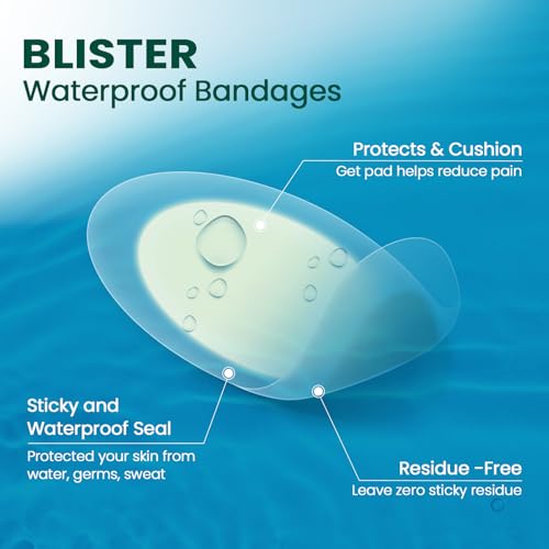 Welnove Gel Blister Bandages for Feet - 21ct Blister Cushion for Heel, Toe - Water-Resistant Hydrocolloid Bandages - Blister Pads for Prevention & Recovery