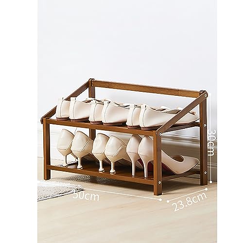 Étagère à chaussures pliable bambou meuble rangement autoportant placard